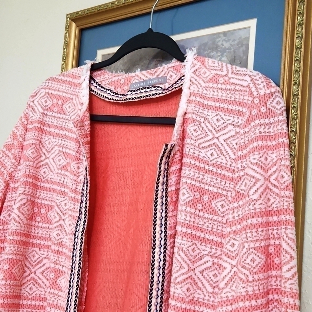 2for$10Aztec Print Blazer Cardigan XL Feminine Career Coastal Church Modest - Picture 2 of 13